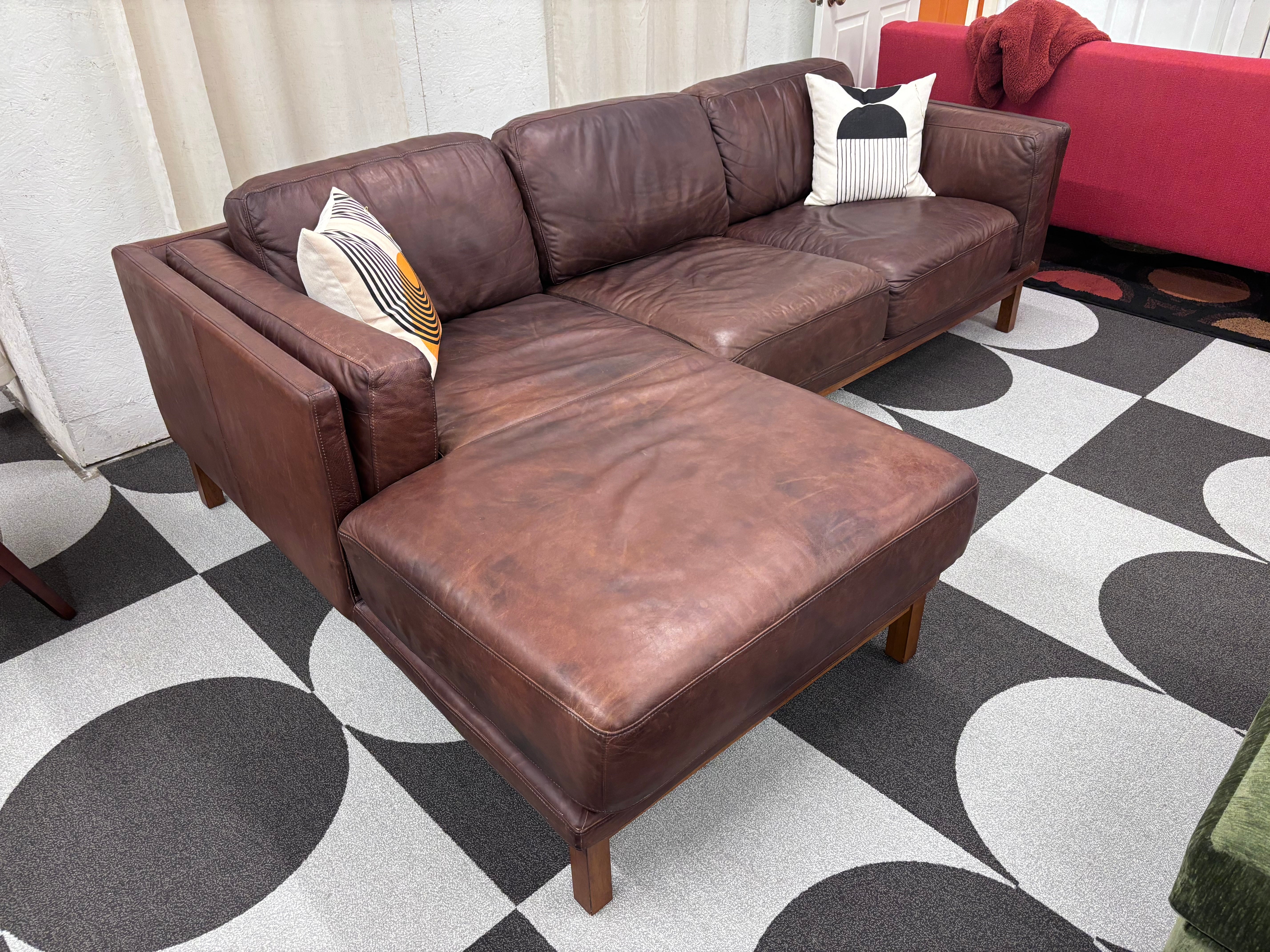 Dekalb Leather West Elm Bumper Chaise Sectional