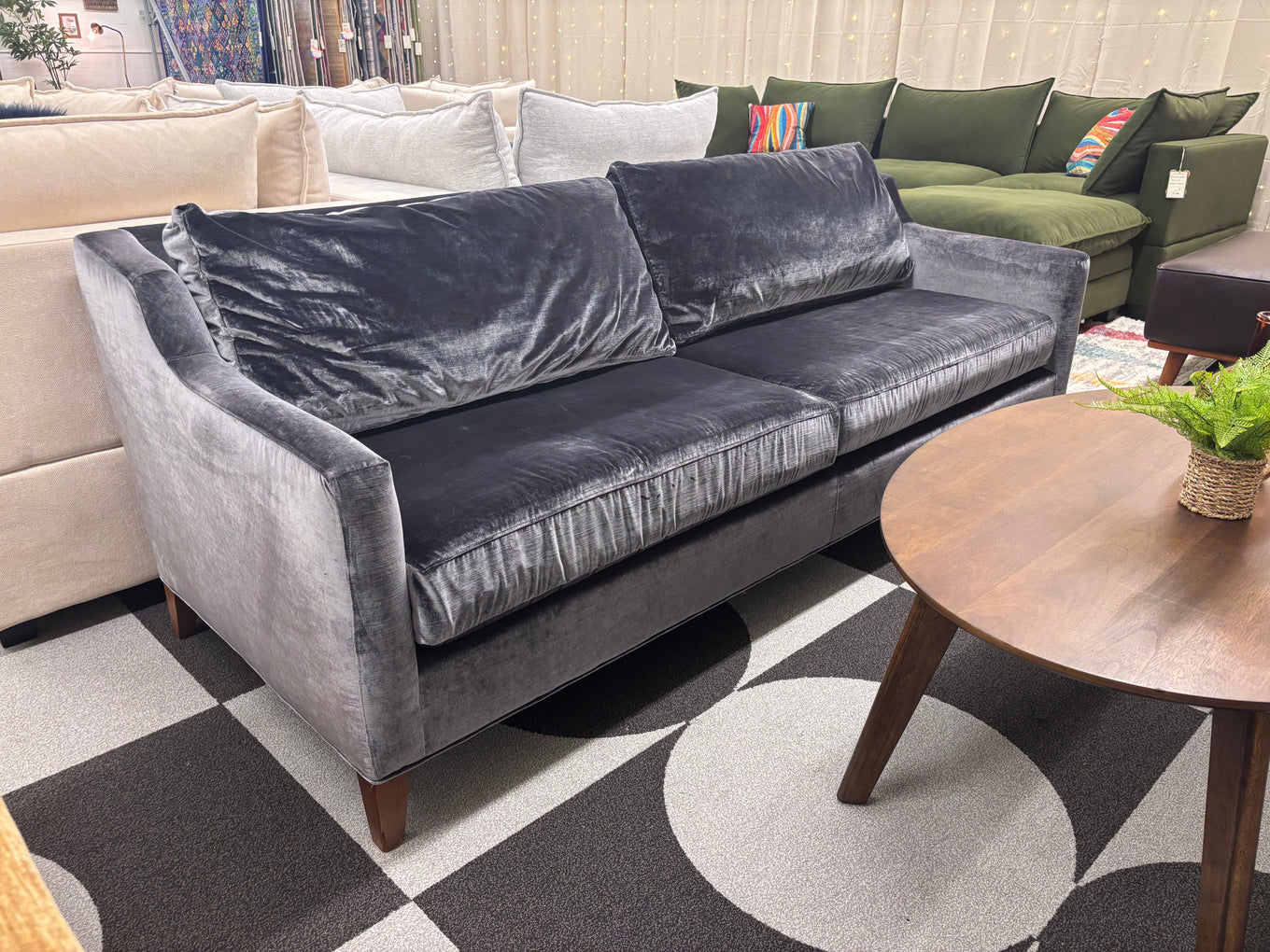Azure Blue Velvet Mitchell Gold + Bob Williams Sofa