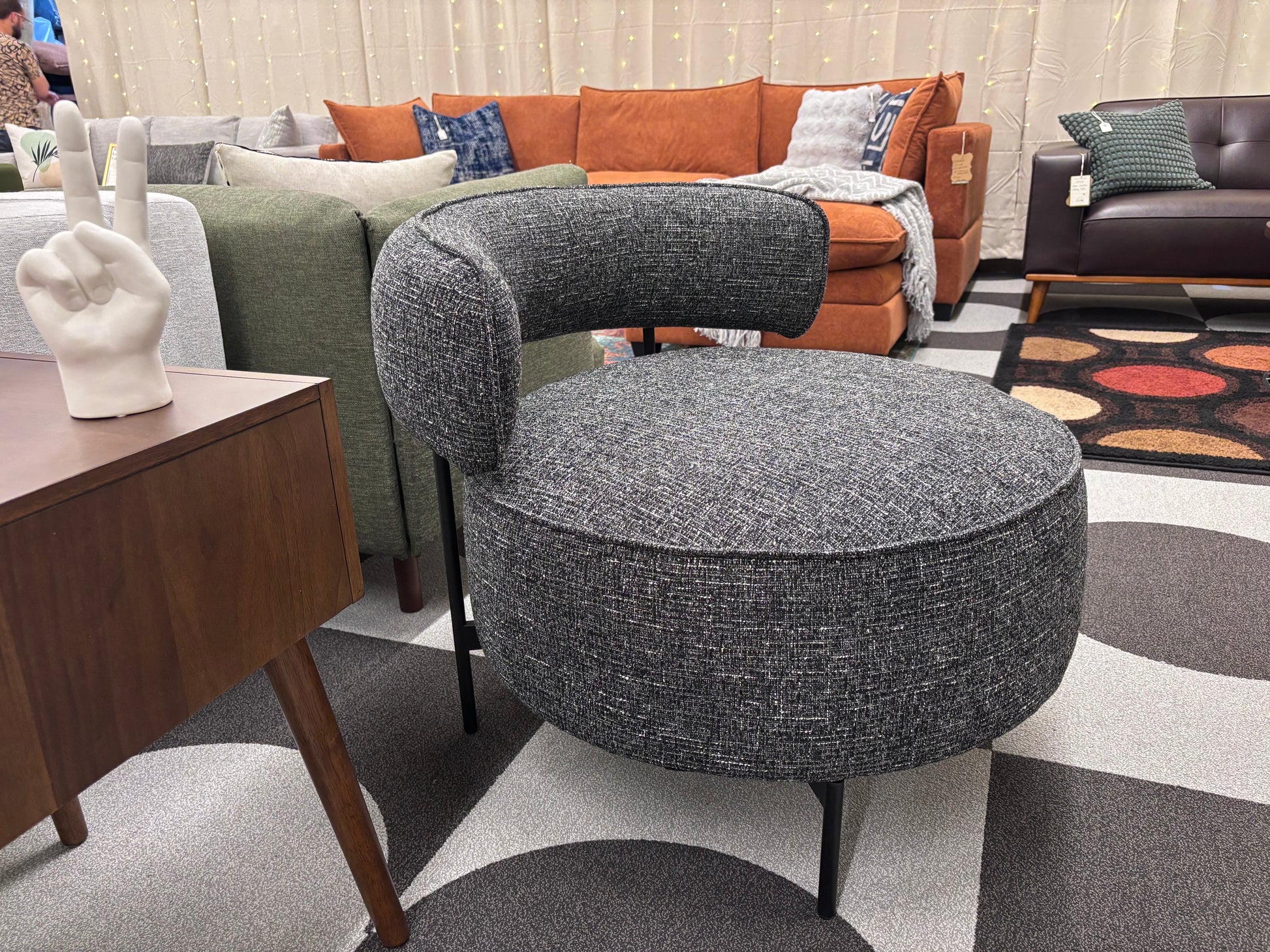 Charcoal Antonia Swivel Chair - Reclaimed Elegance