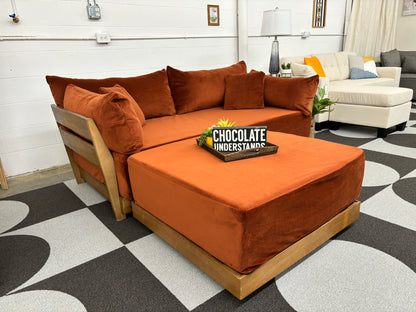 Olive Green Inside Weather Bondi 2 Seater Sofa + Ottoman
