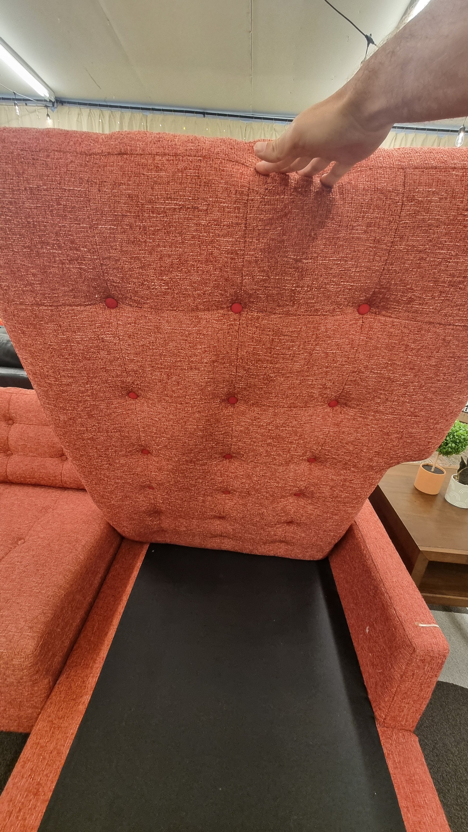 Coral Tweed Joybird Eliot Sleeper Right-Facing Chaise Sectional - Reclaimed Elegance