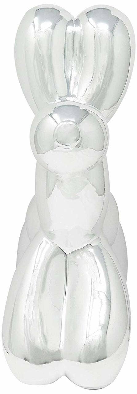 Silver Mini Ceramic Dog Piggy Bank - 7.5" tall - Reclaimed Elegance