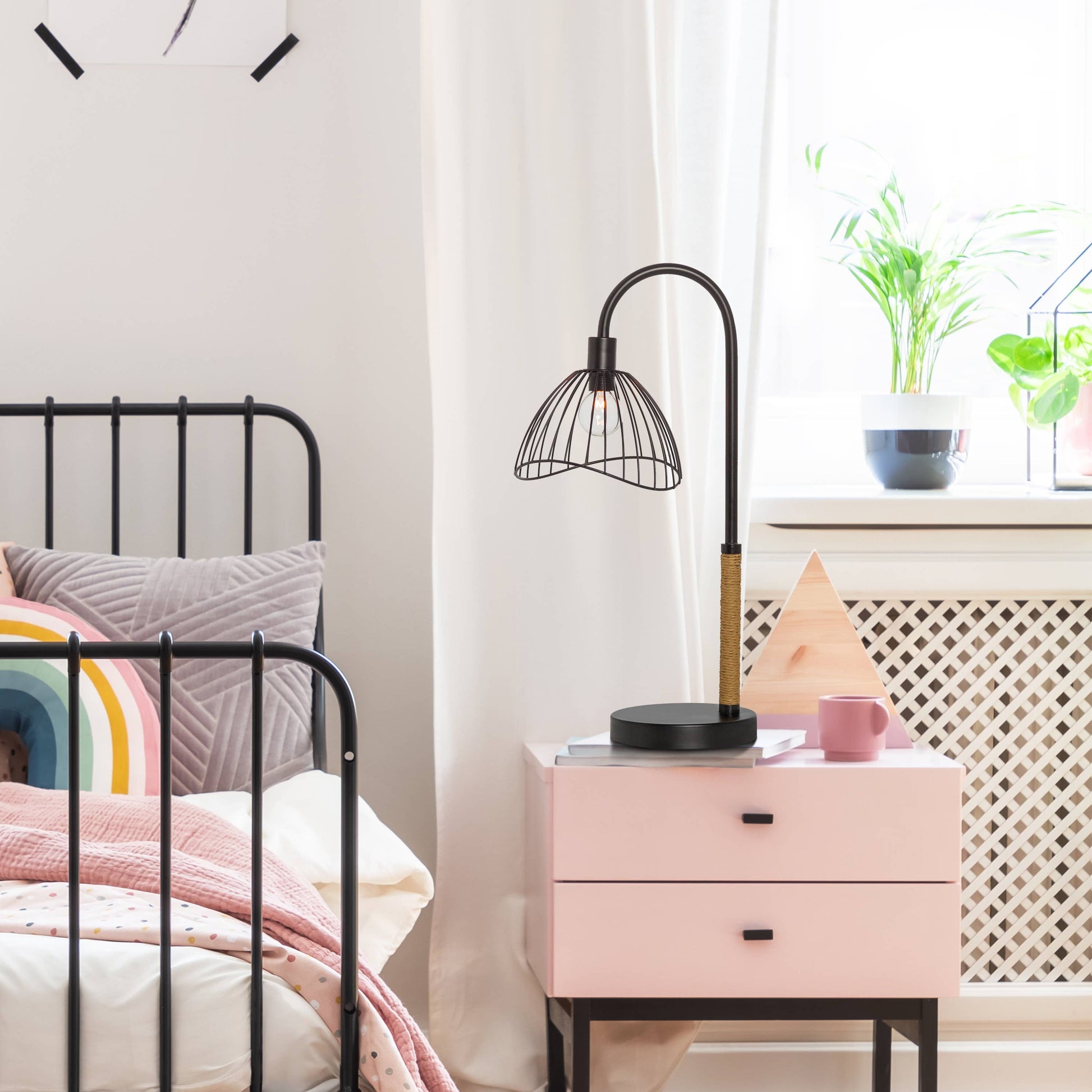 Candlestick Base Black Dome Shade Table Lamp - Reclaimed Elegance