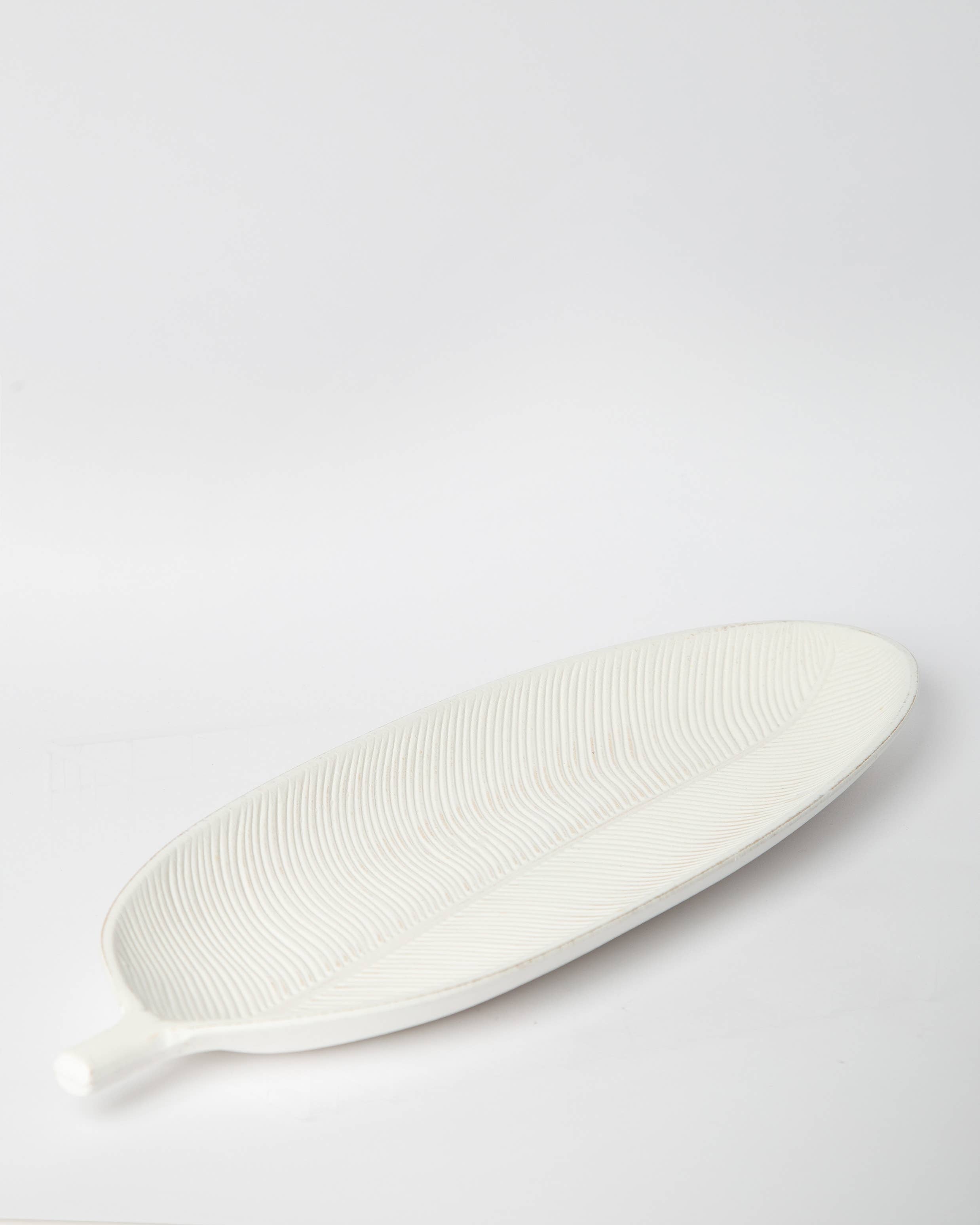 Decorative Tray – Long Leaf Wood Tray: White - Reclaimed Elegance