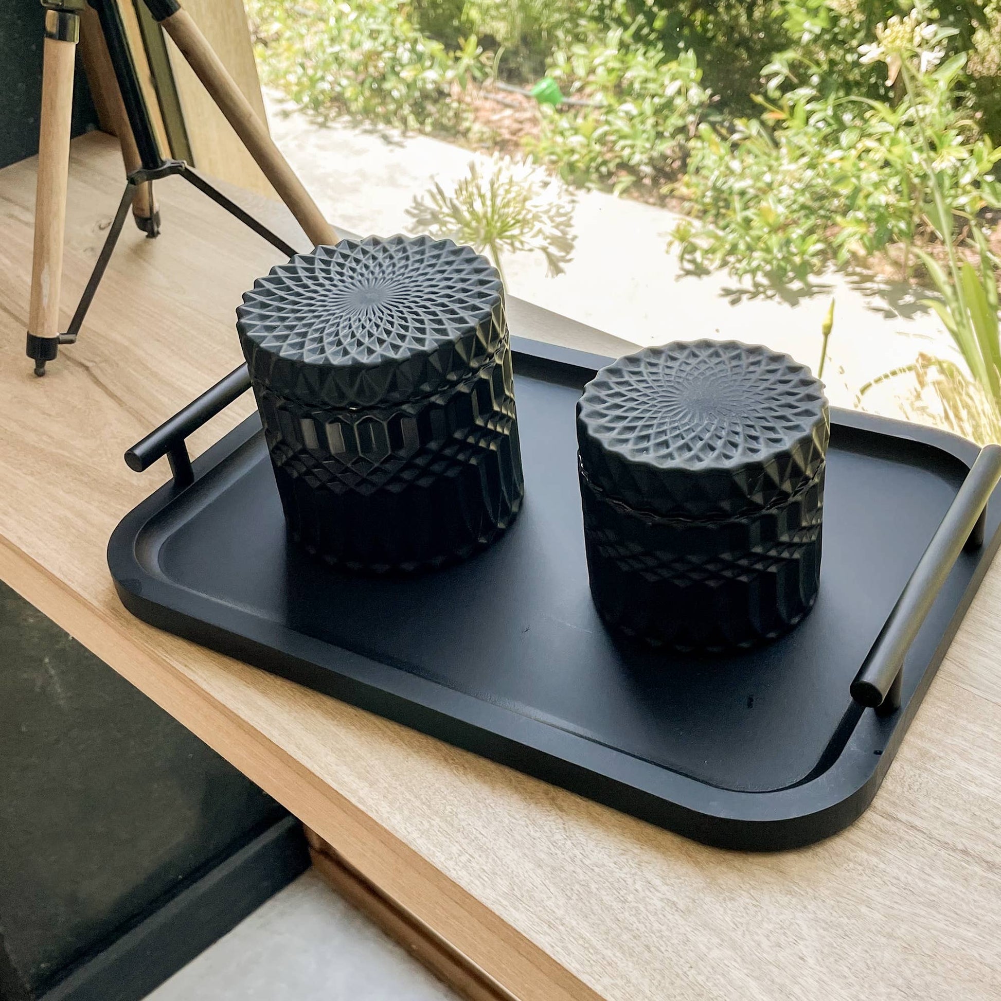 Black Modern Serving and Display Tray - Reclaimed Elegance