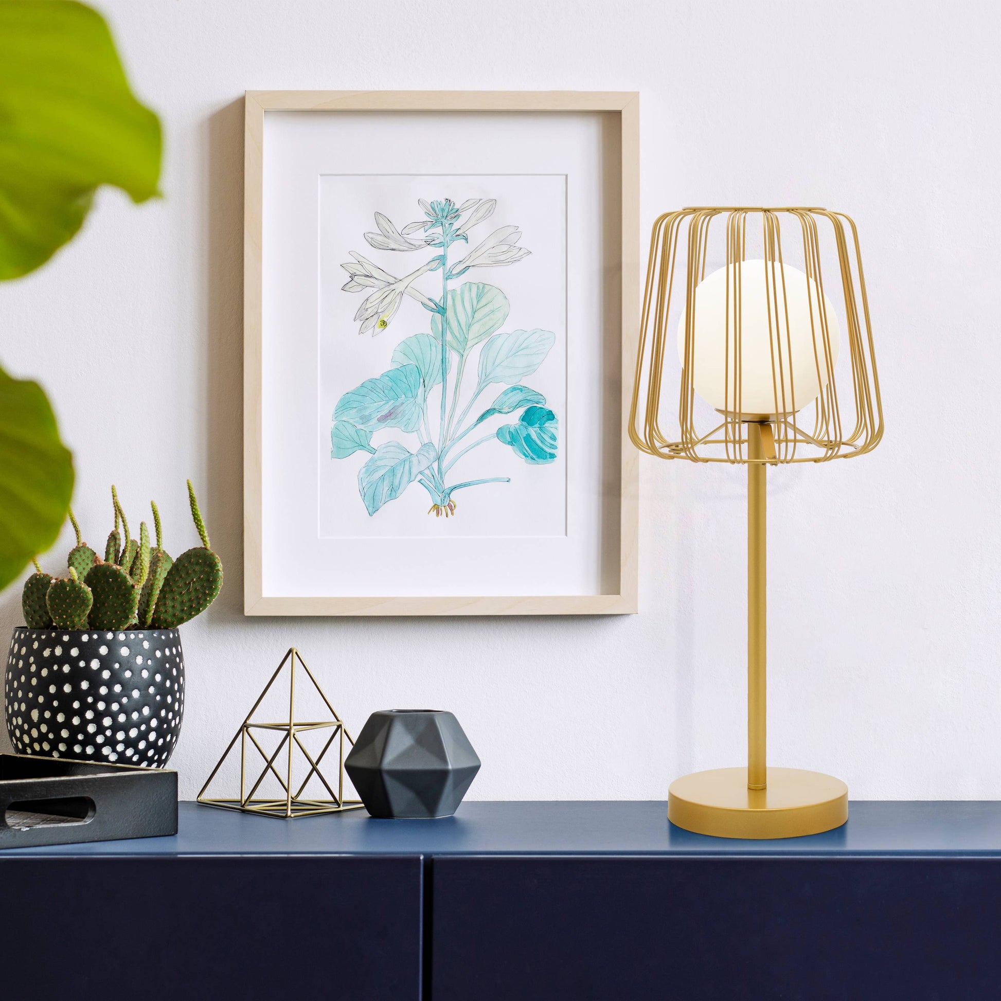 Gold Lucai Caged Globe Shade Table Lamp - Reclaimed Elegance