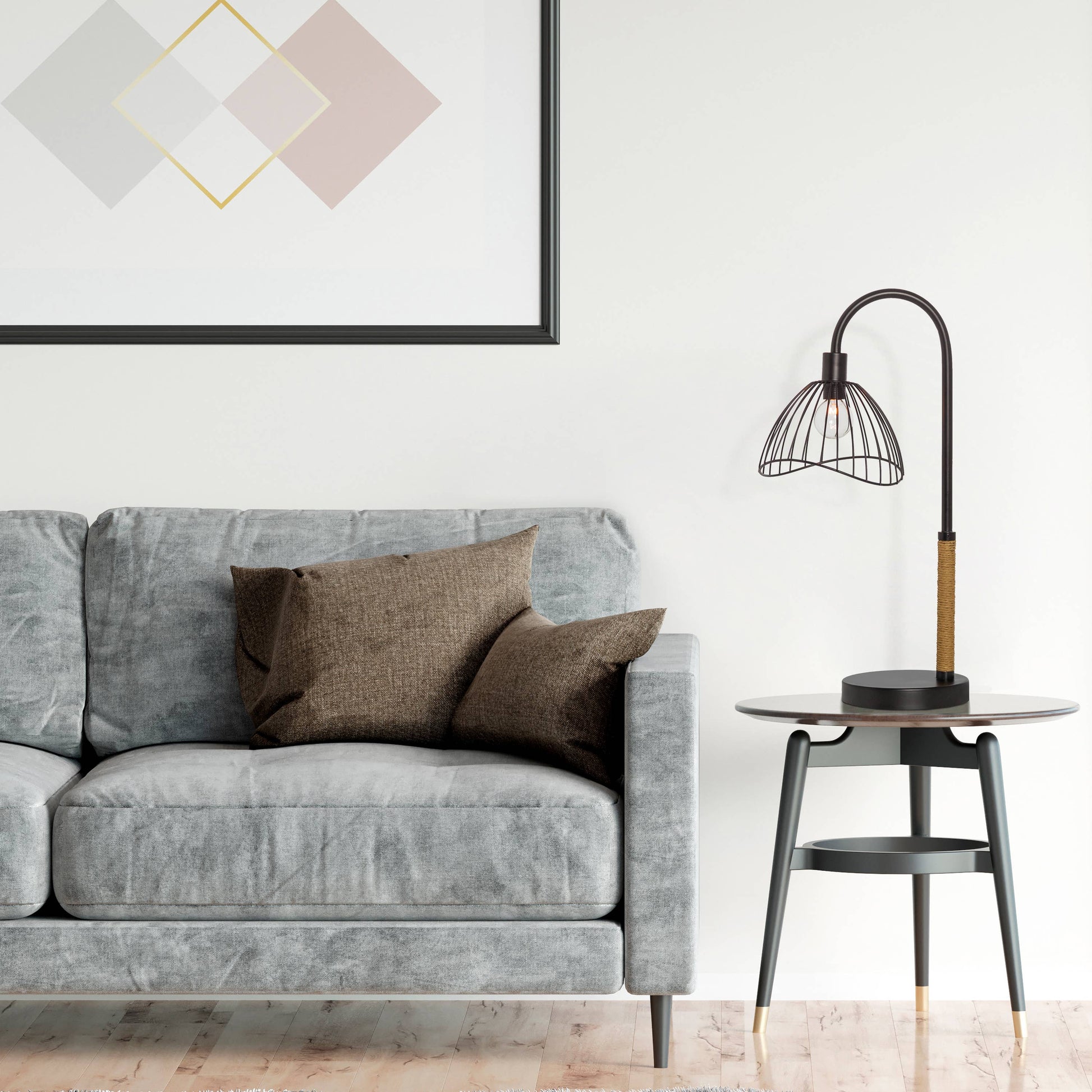 Candlestick Base Black Dome Shade Table Lamp - Reclaimed Elegance