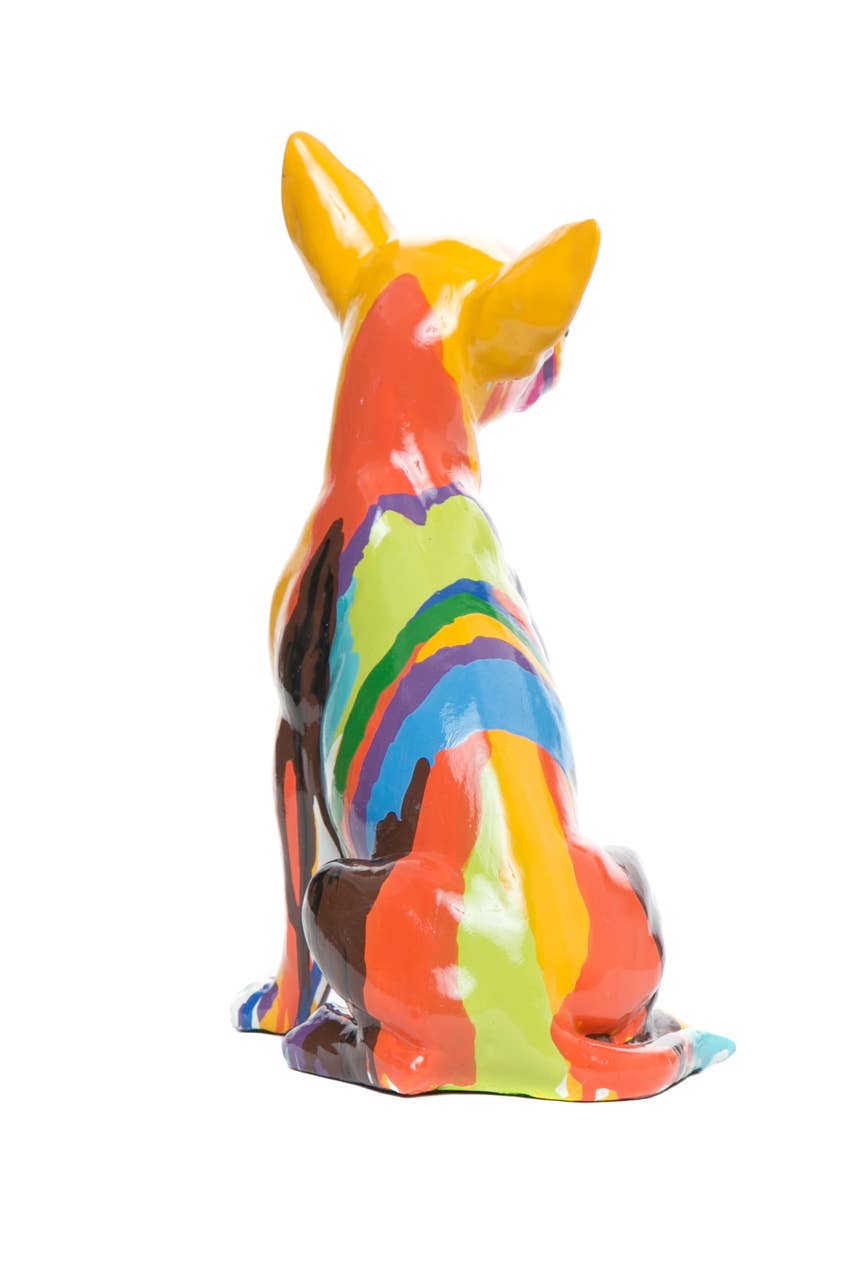 Hand Painted Graffiti Chihuahua Sculpture - 10" tall - Reclaimed Elegance