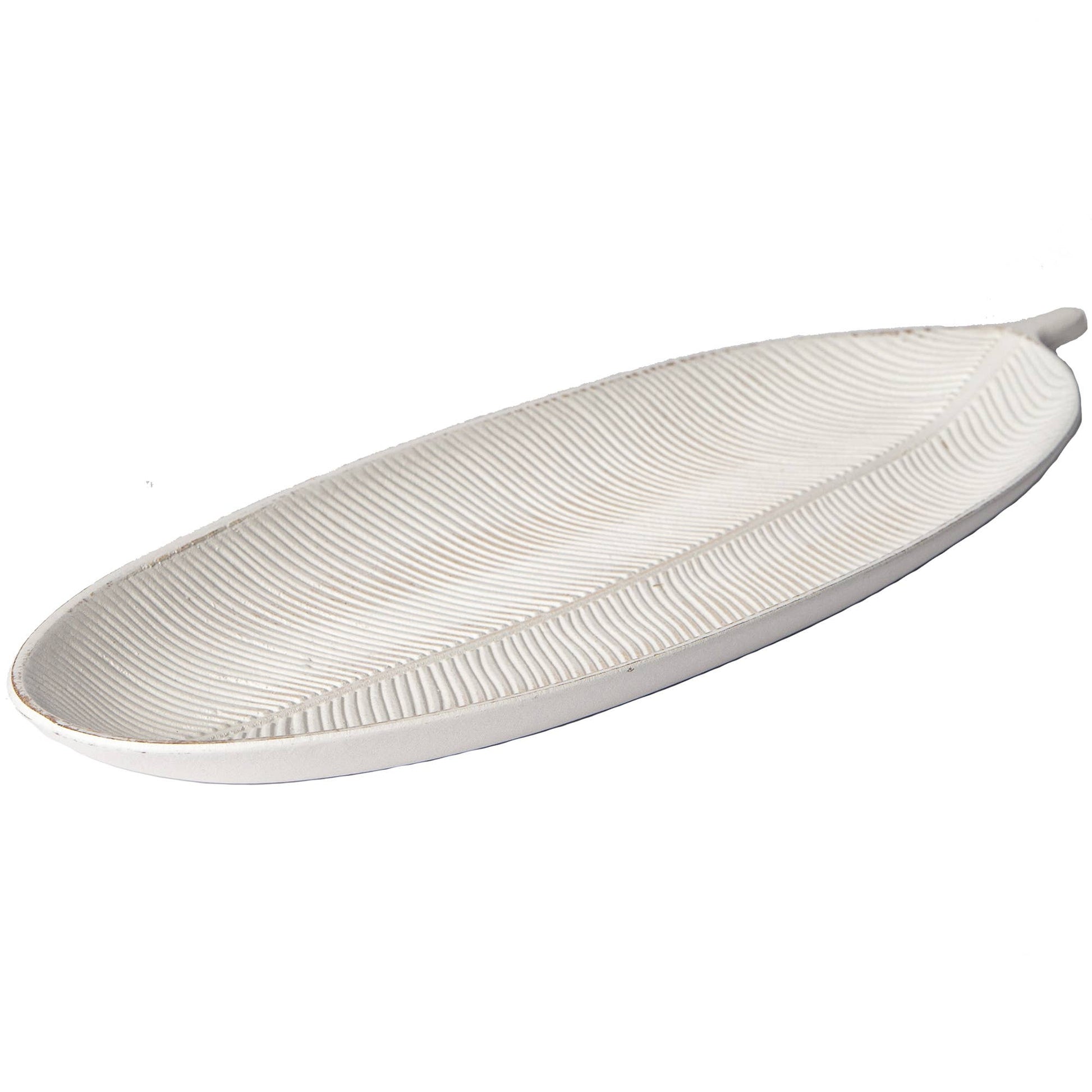 Decorative Tray – Long Leaf Wood Tray: White - Reclaimed Elegance