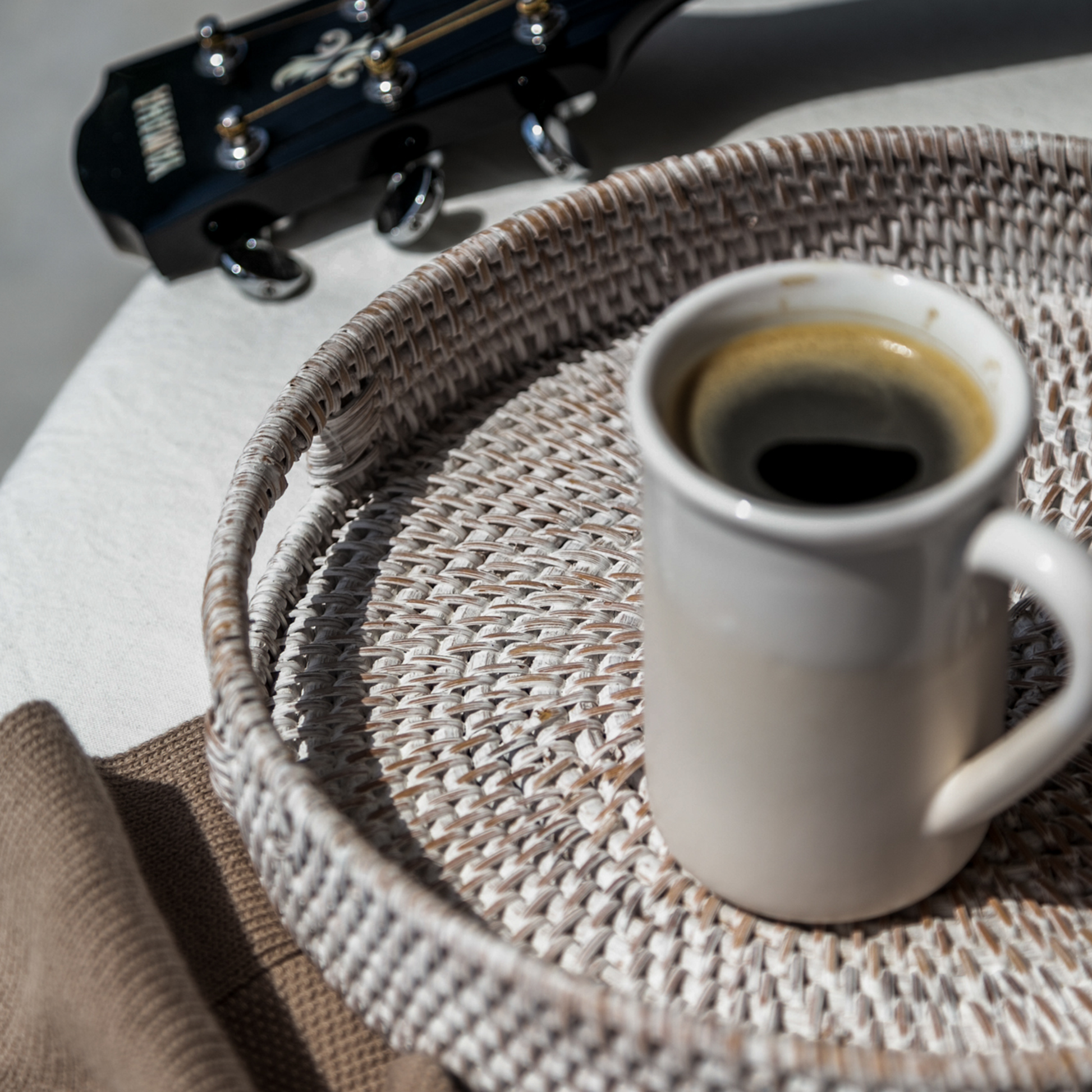 Round Rattan Tabletop Decor: Large - Reclaimed Elegance