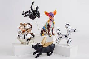 Hand Painted Graffiti Chihuahua Sculpture - 10" tall - Reclaimed Elegance