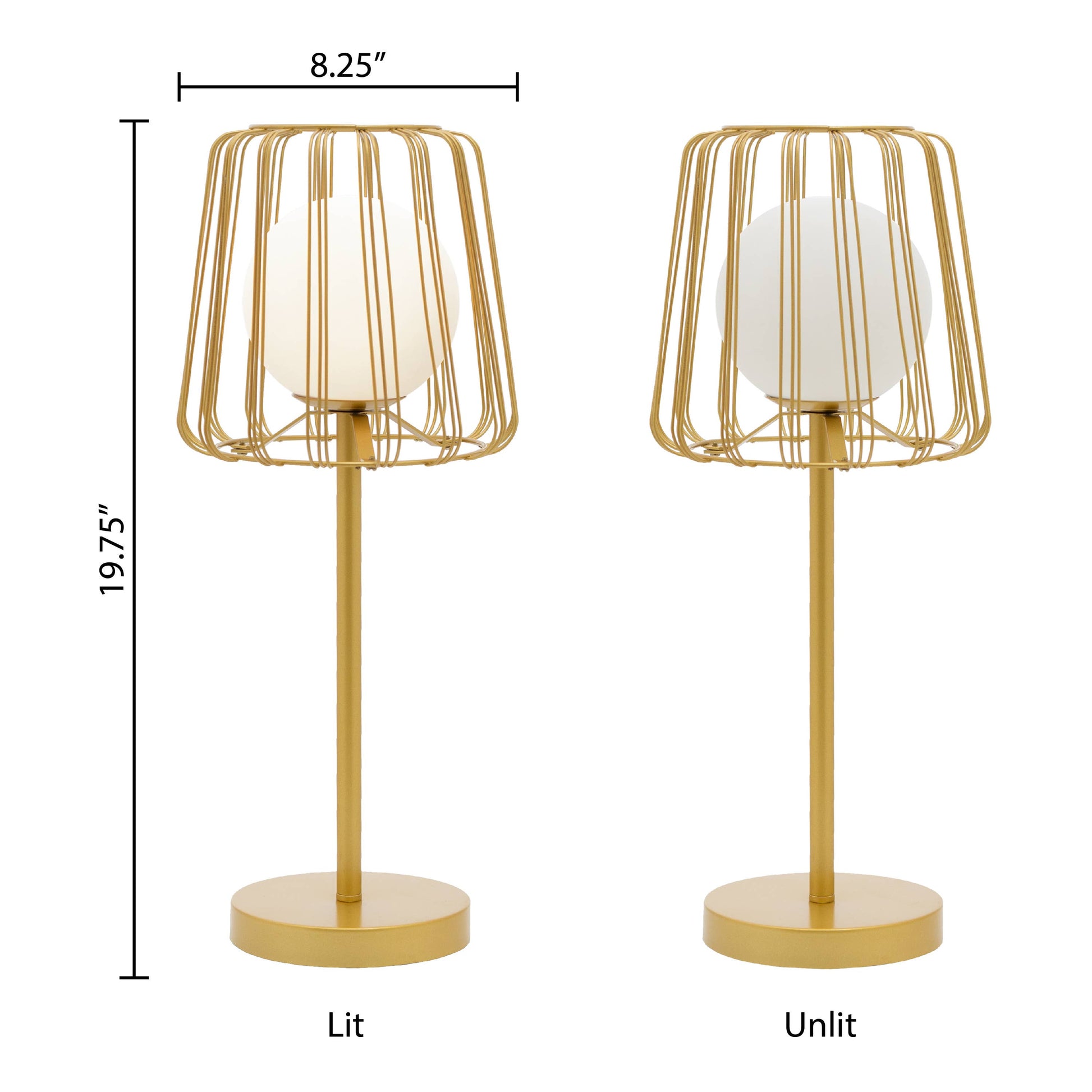 Gold Lucai Caged Globe Shade Table Lamp - Reclaimed Elegance