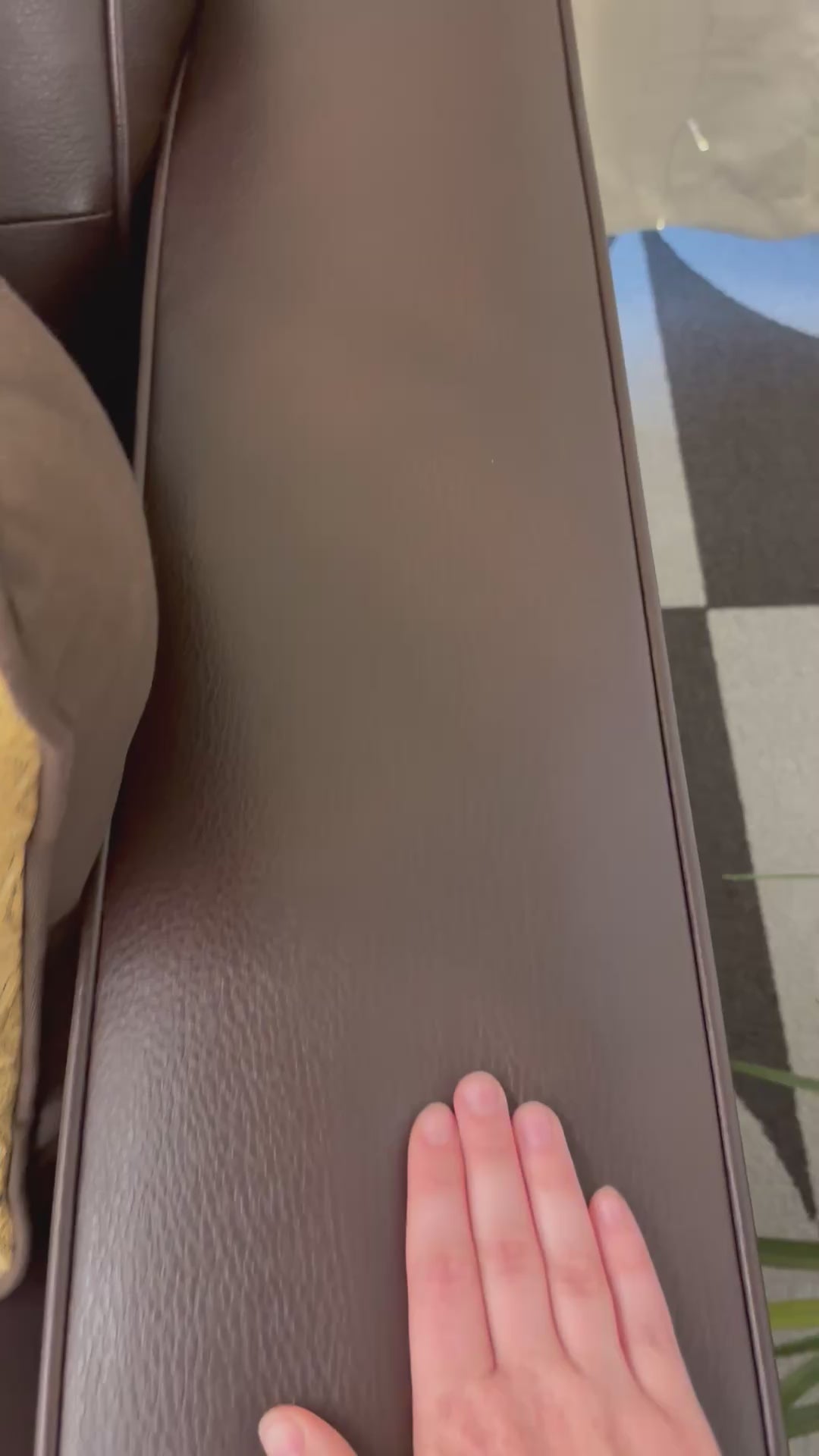 Load video: Walnut Vegan Leather Destiny Sofa