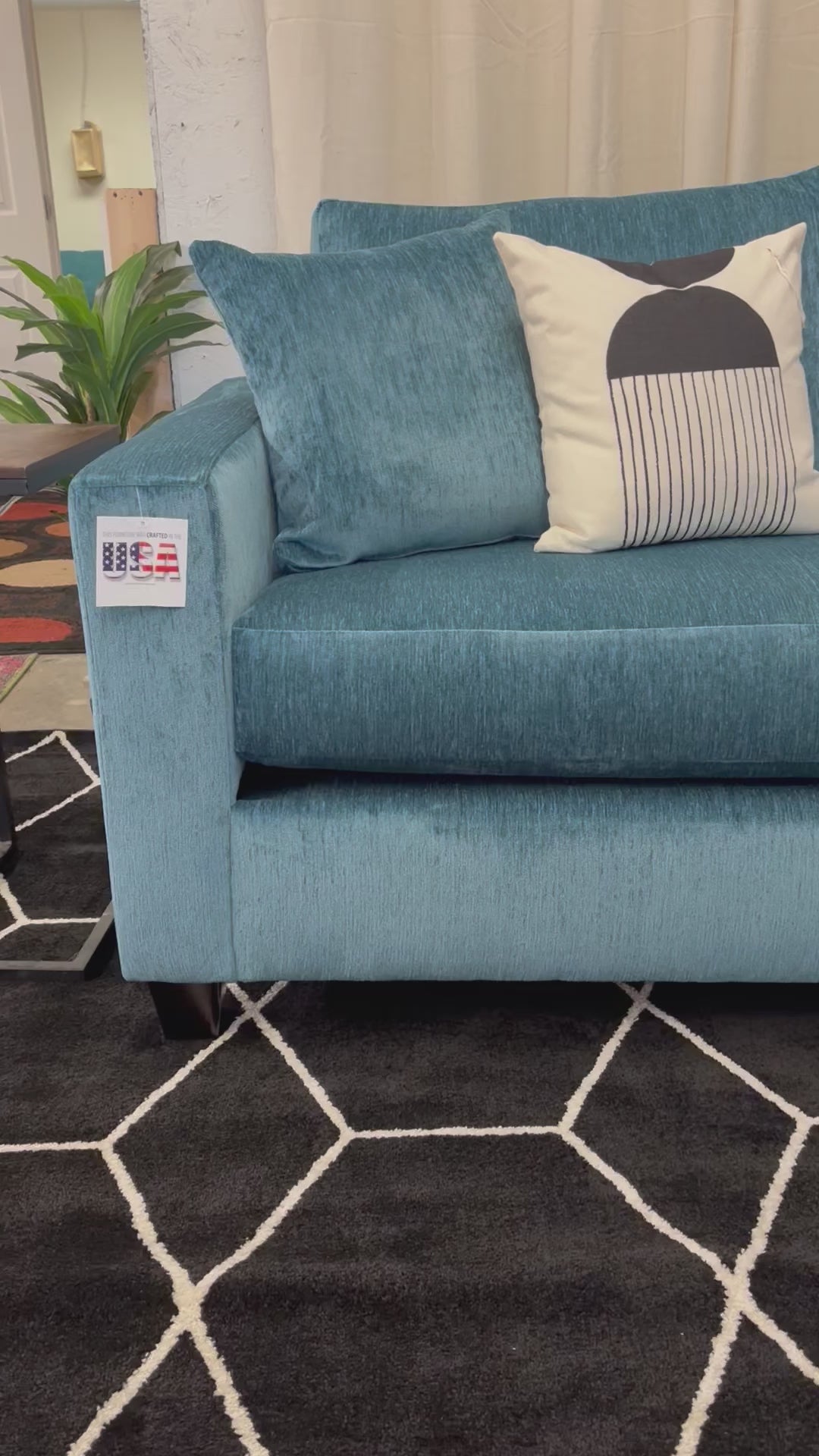 Load video: Teal Harpeth Chaise Sectional