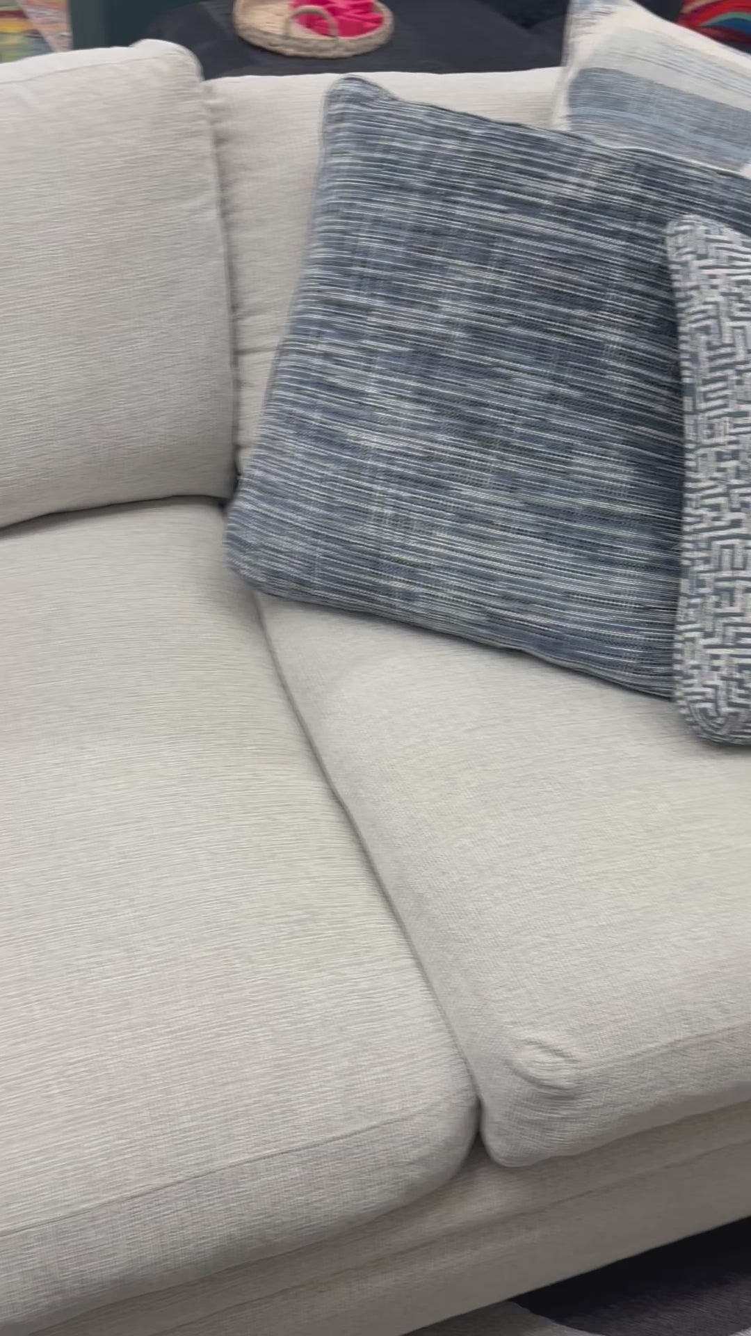 Load video: Ivory Cindy Crawford Bedford Park 3 Piece Corner Sectional