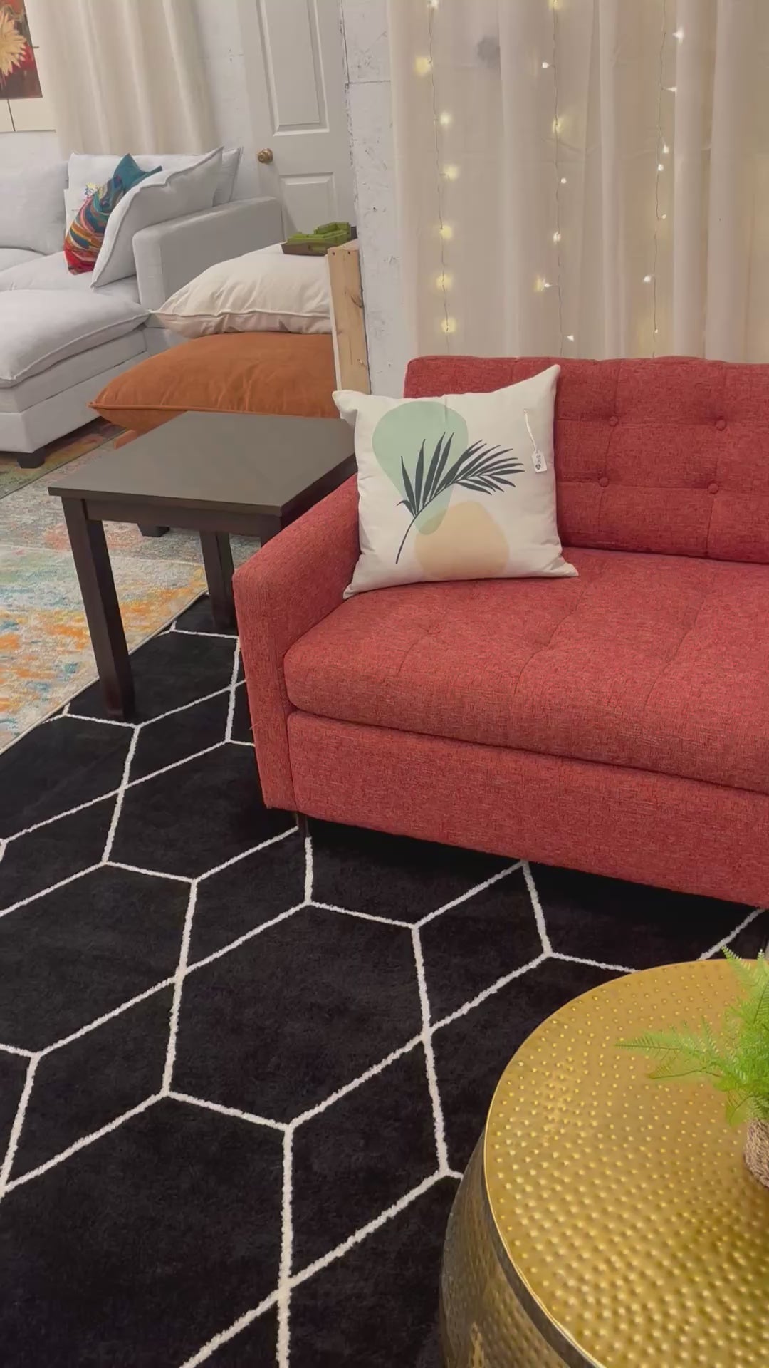 Load video: Coral Tweed Joybird Eliot Sleeper Right-Facing Chaise Sectional