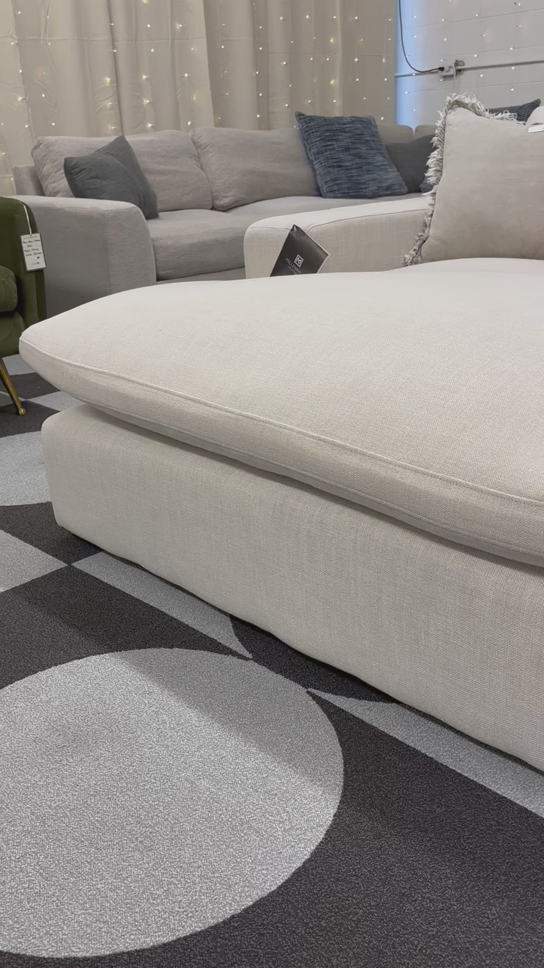 Load video: Cream Ashley Elyza 3 Piece Chaise Sectional