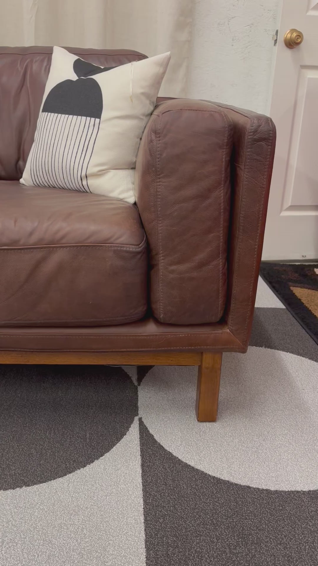 Load video: Dekalb Leather West Elm Bumper Chaise Sectional
