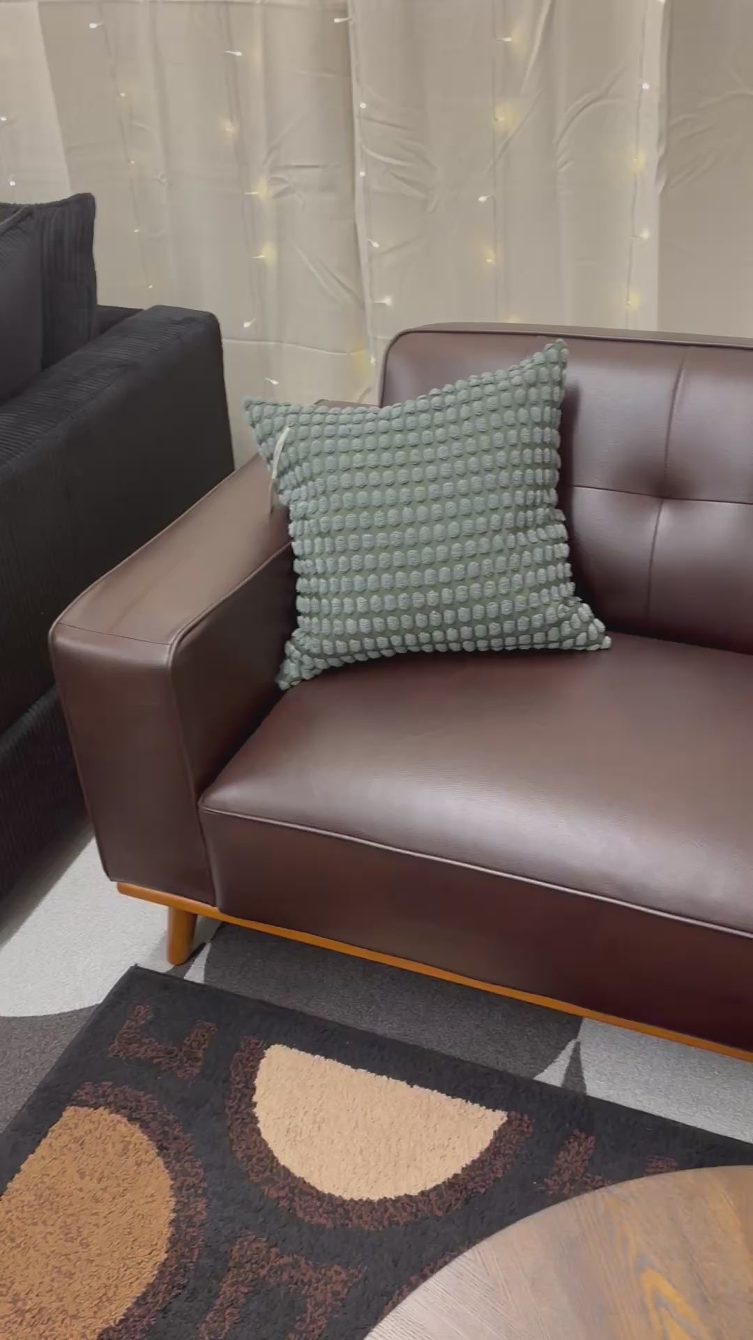 Load video: Walnut Vegan Leather Destiny Sofa
