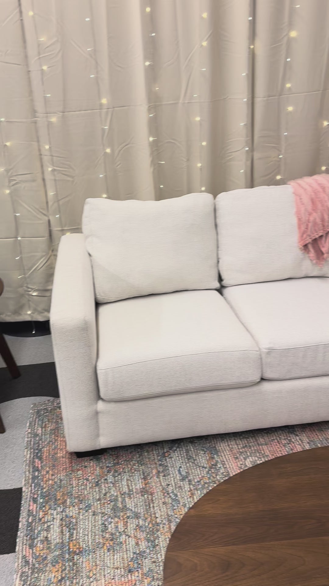 Load video: Cream Woven Mayo Furniture L-Shape Sectional