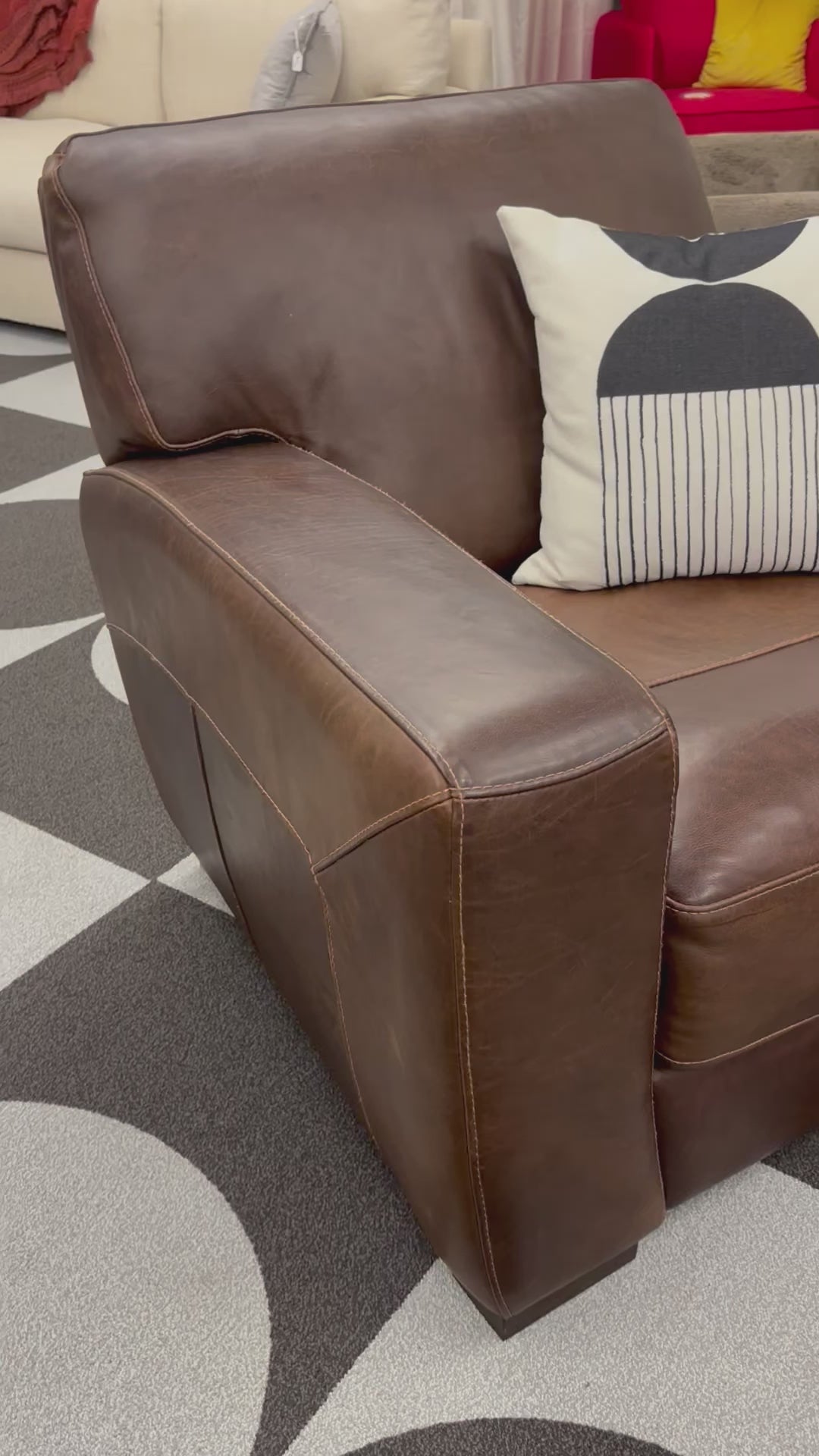 Load video: Italian Leather Soft Line Sofa &amp; Ottoman NO CHAIR