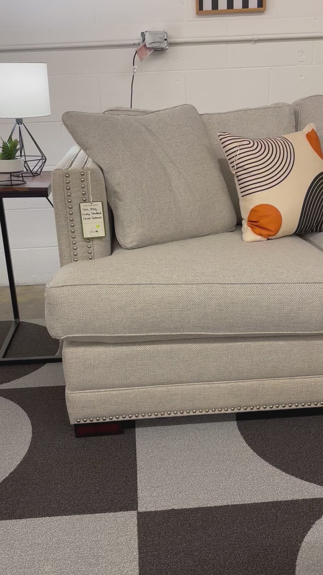 Load video: Chic Grey Cindy Crawford Corner Sectional