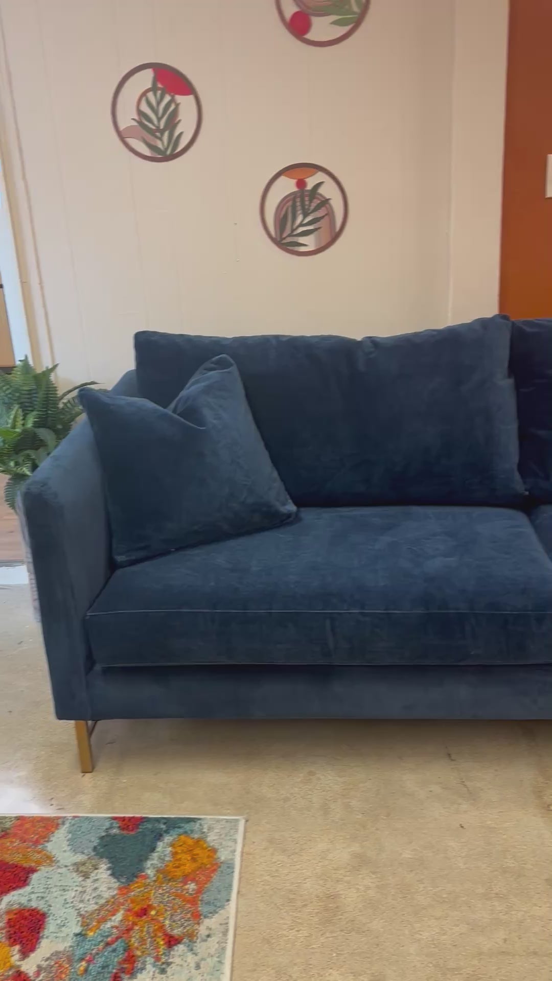 Load video: Blue Velvet Bliss Furniture Sofa