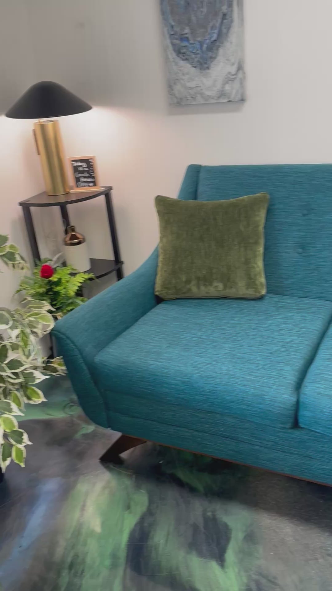 Load video: Teal Joybird Tufted Sofa