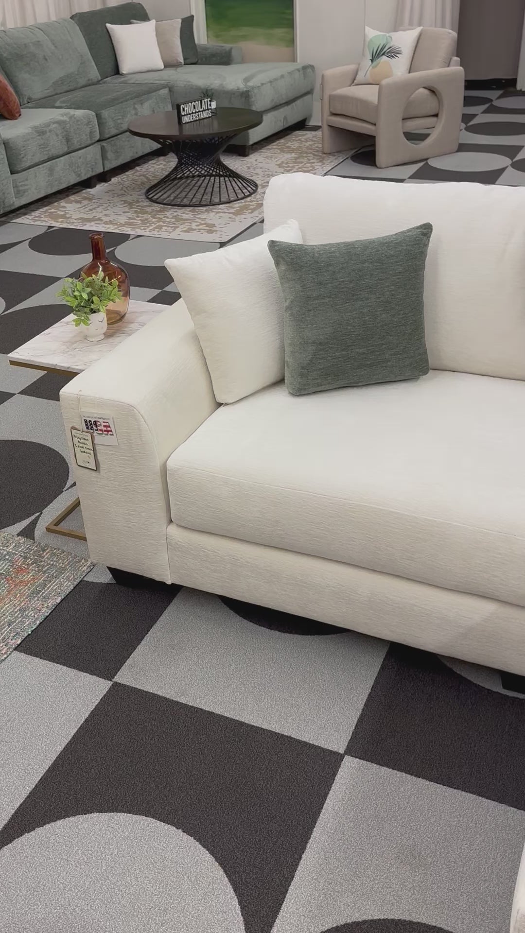 Load video: Ivory Cream Beaman 2 Piece Chaise Sectional