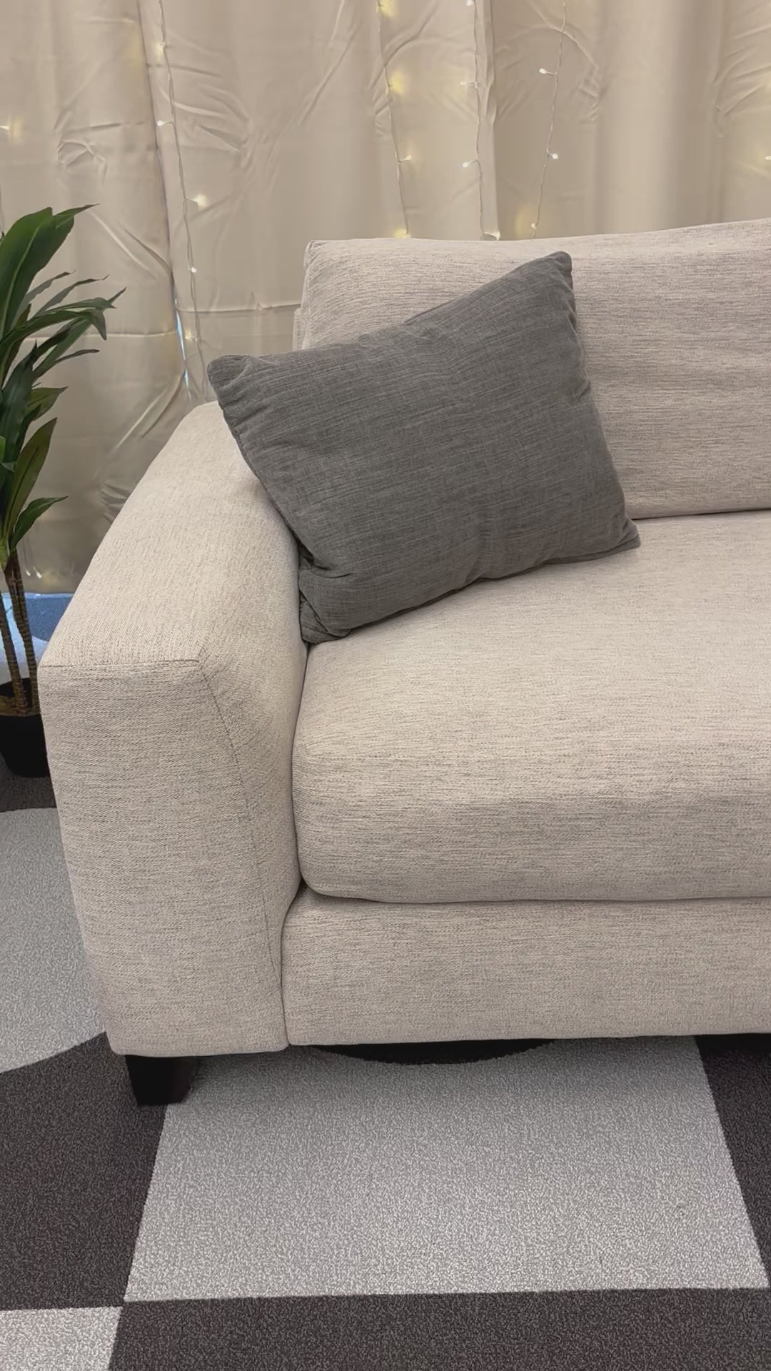 Load video: Light Grey Haverty&#39;s Harmony 4 Piece Cuddler Sectional