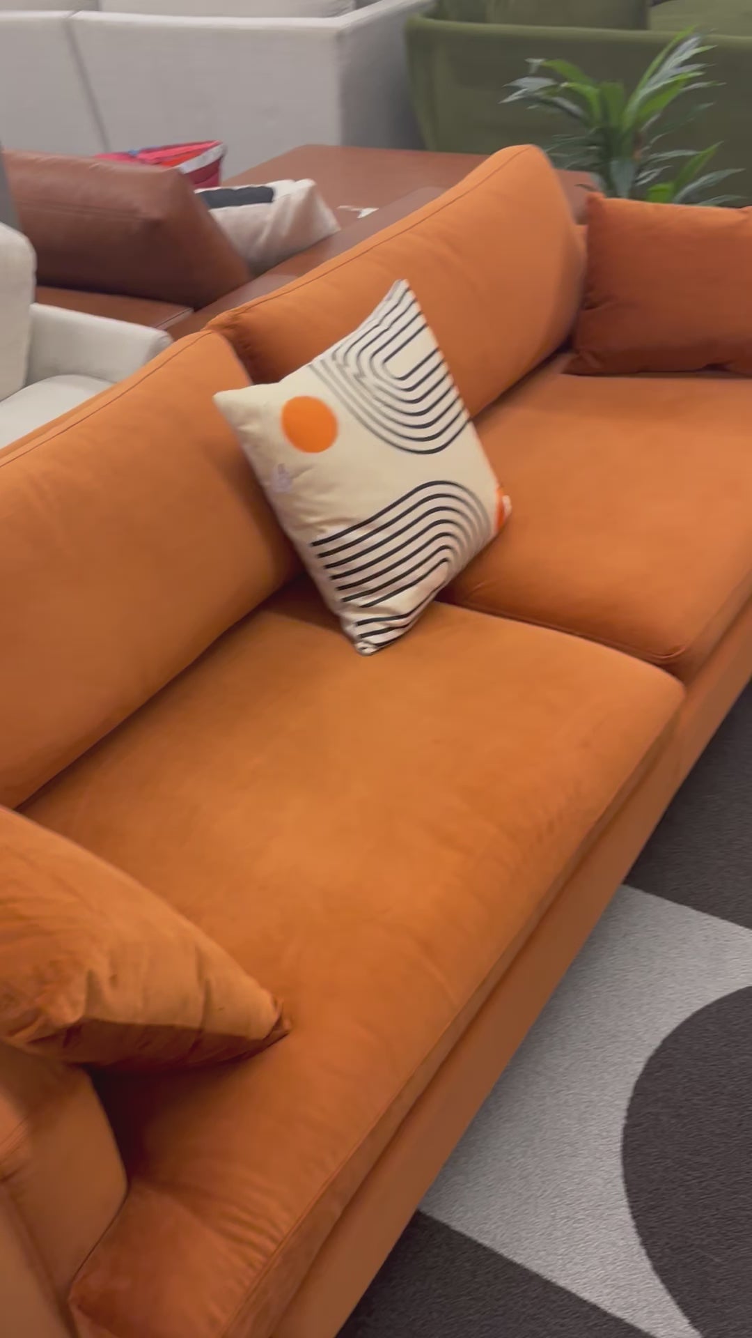 Load video: Rust Velvet All Modern Laguna Sofa