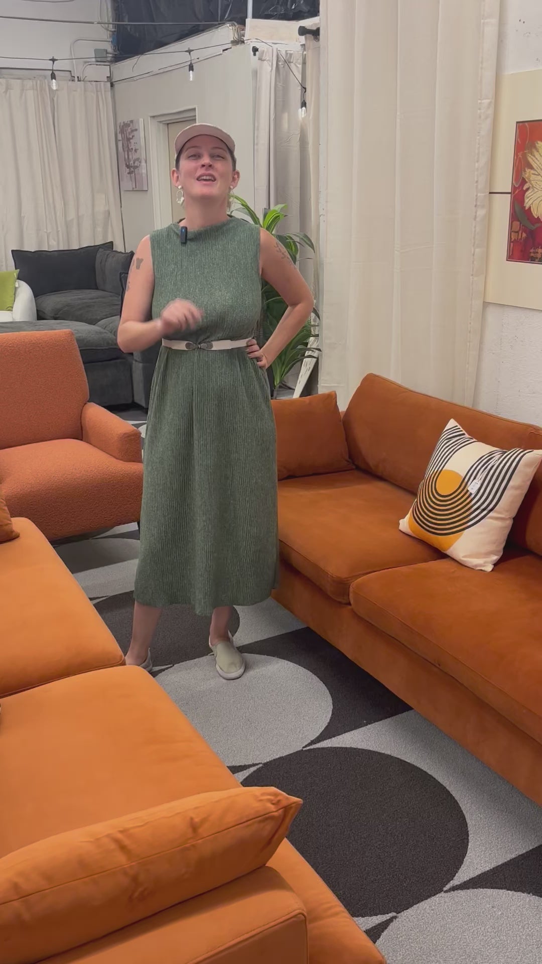 Load video: Rust Velvet All Modern Laguna Sofa