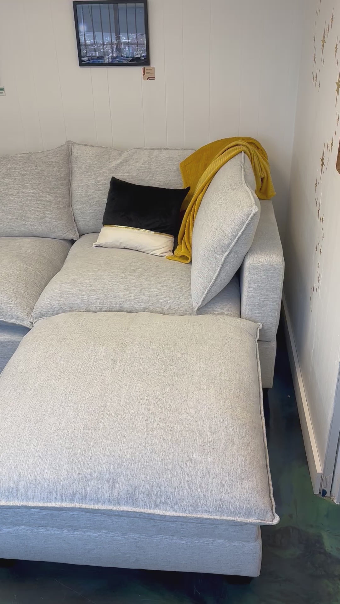 Load video: Pastel Grey SKY 2.0 Sofa + Storage Ottoman