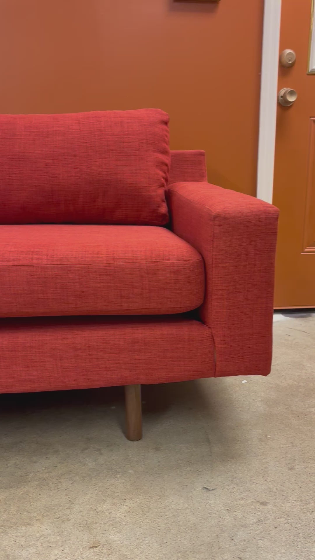Load video: Chili Twill West Elm Eddy Sofa