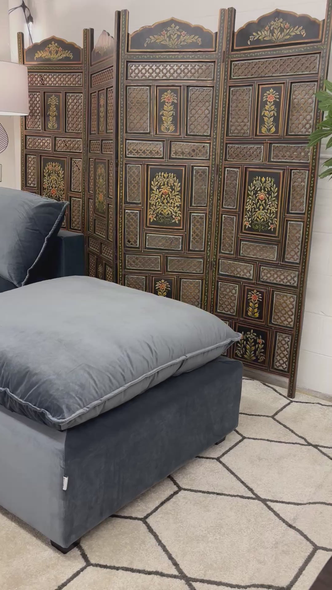 Load video: Dusty Blue Velvet Luna Modular Cloud Sectional
