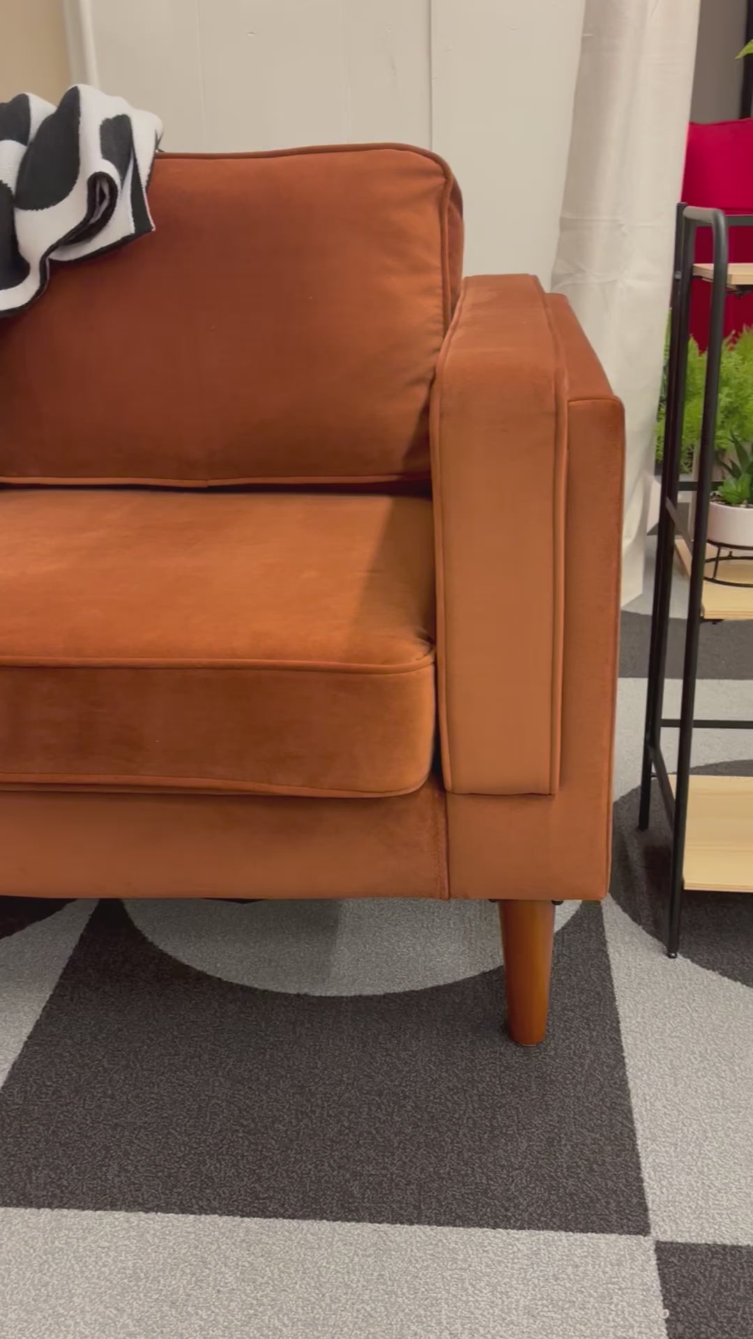 Load video: Rust Velvet Albany Corner Sectional