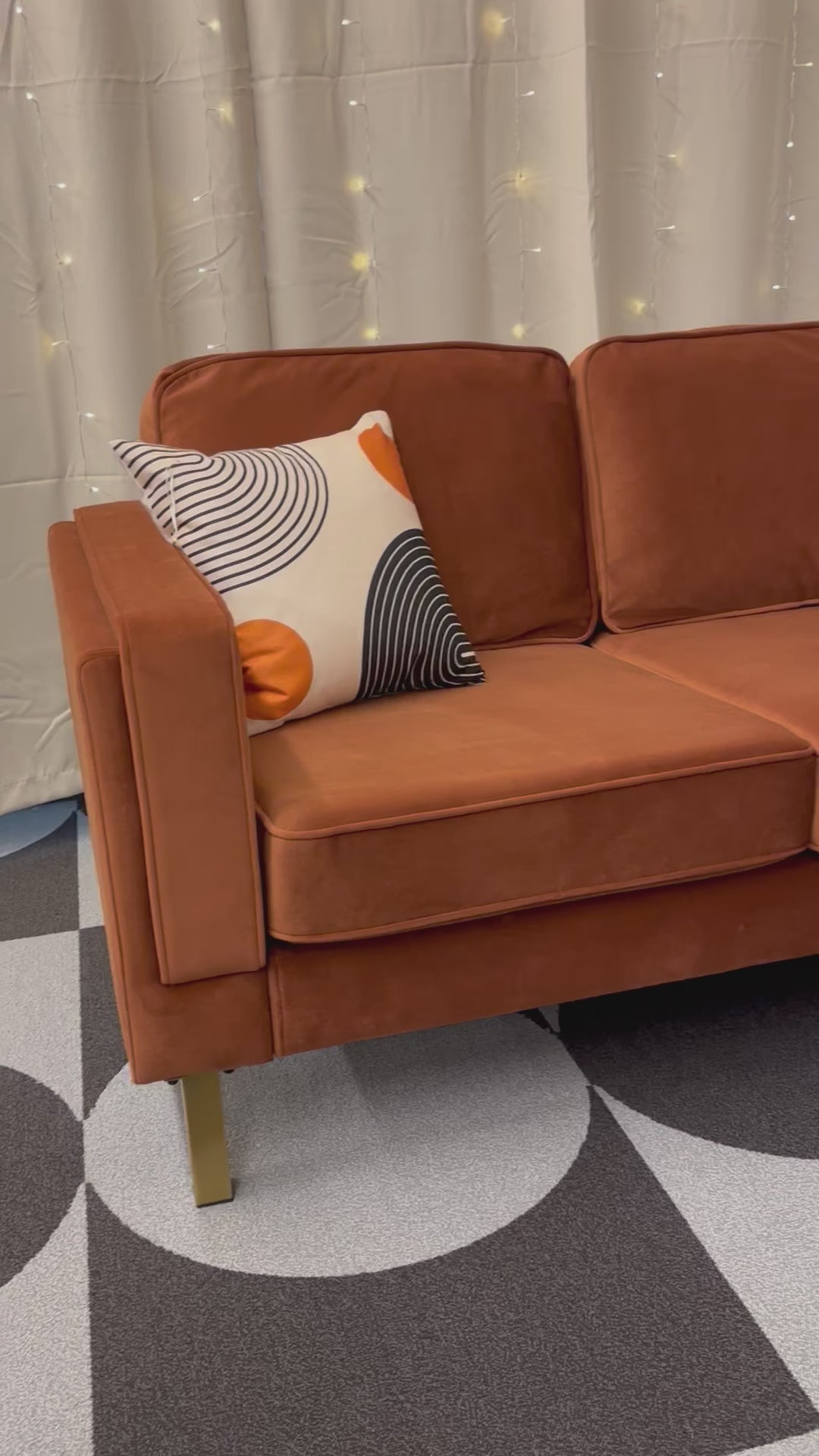 Load video: Rust Velvet Albany Corner Sectional