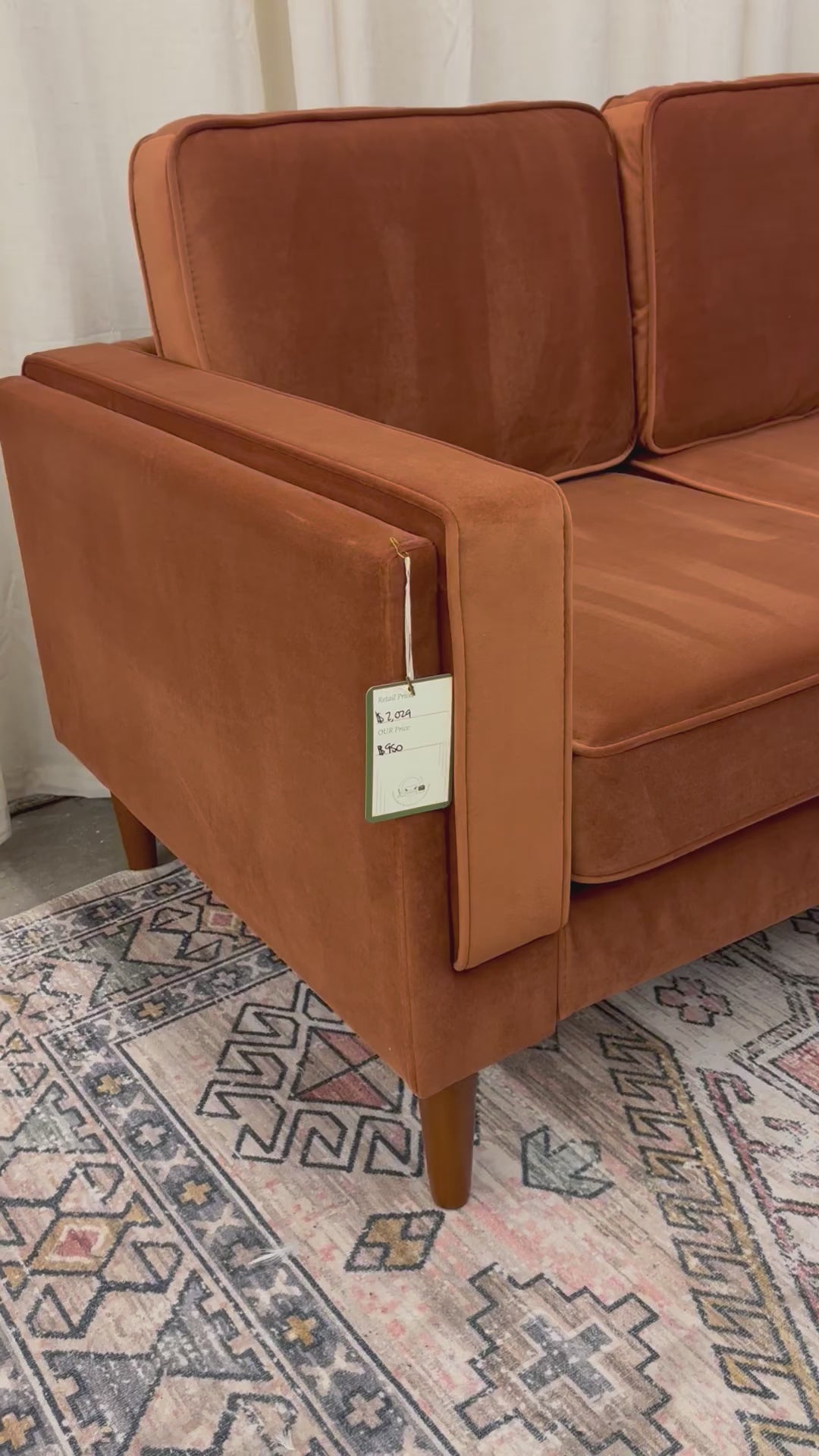 Load video: Rust Velvet Albany Corner Sectional