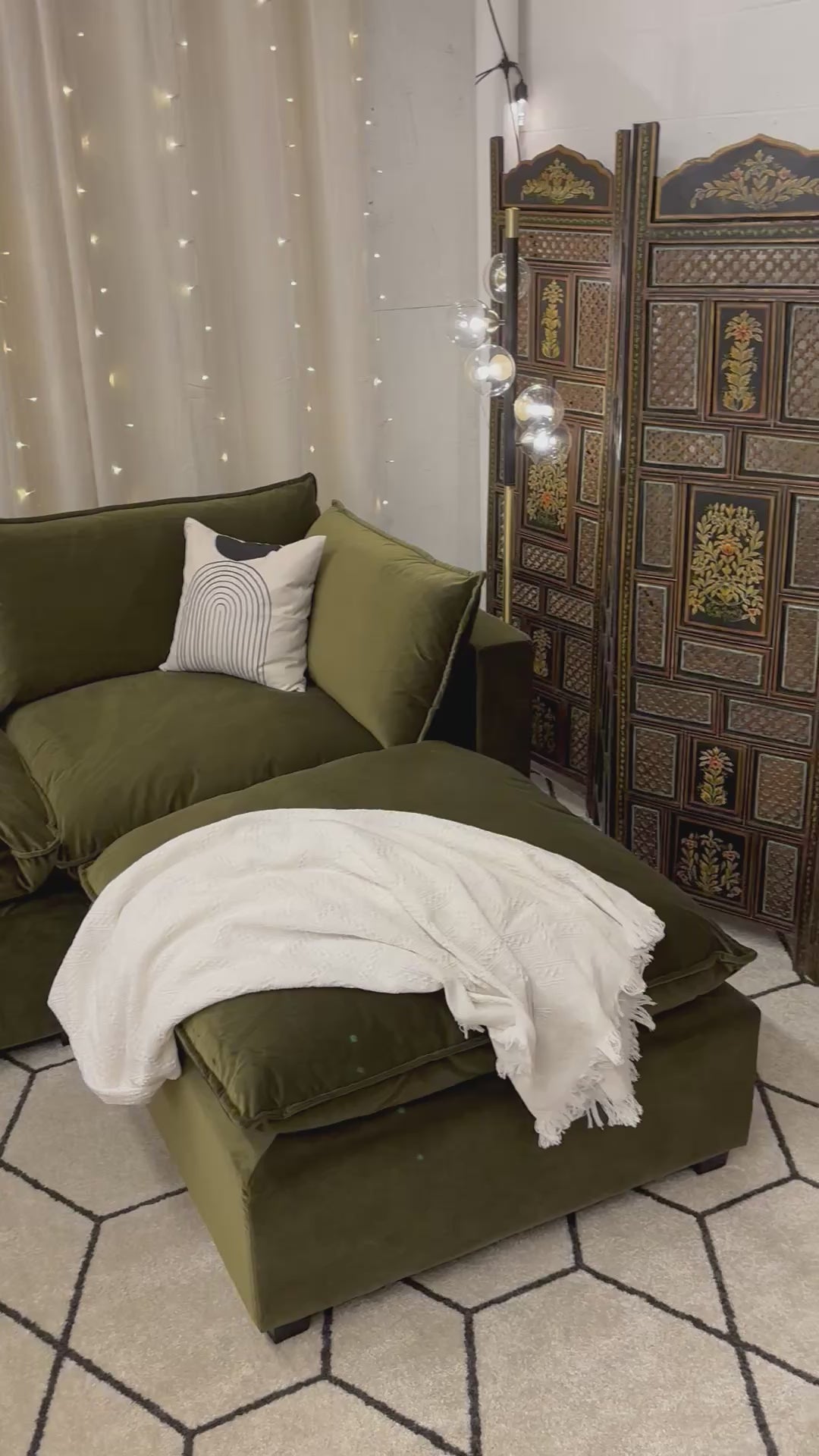 Load video: Sage Green Velvet Luna Modular Sectional