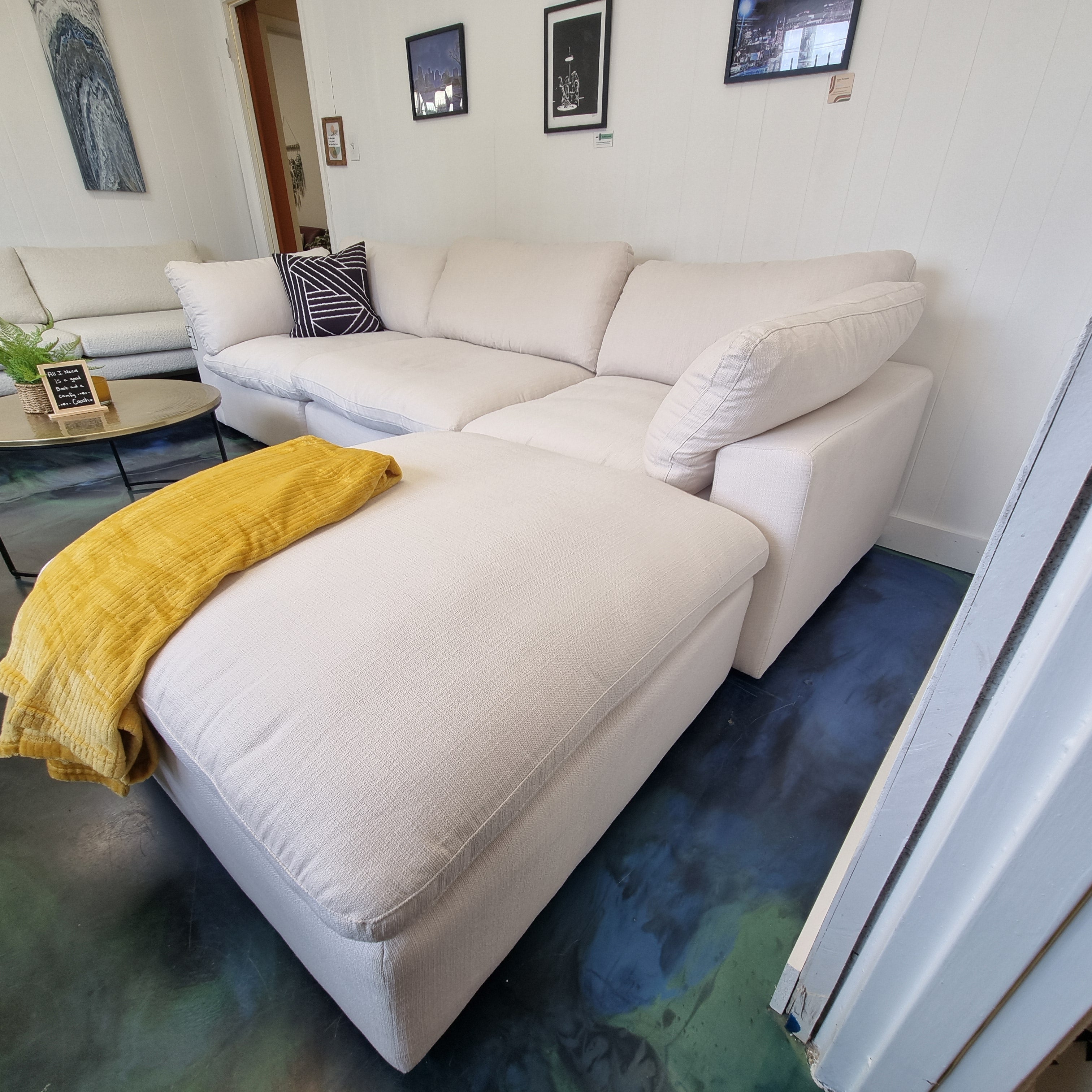 Cream Cloud 9 Modular Sofa + Ottoman